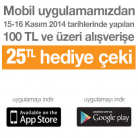 Hepsiburada Mobil'de 100TL'ye 25TL Hediye Çeki