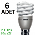 Tasarruflu Ampul Philips 20W Beyaz Işık 6 Adet